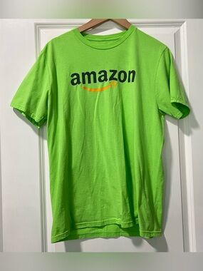 Amazon Employee T-shirt Size Large Neon Green Tee E-swag Lightweight Soft